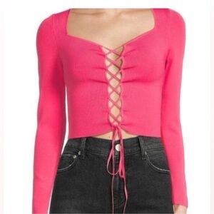 ALICE + OLIVIA Hilaria Lace Up Top